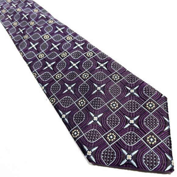 Joseph A Bank Silk Tie Purple Blue - Picture 6 of 6